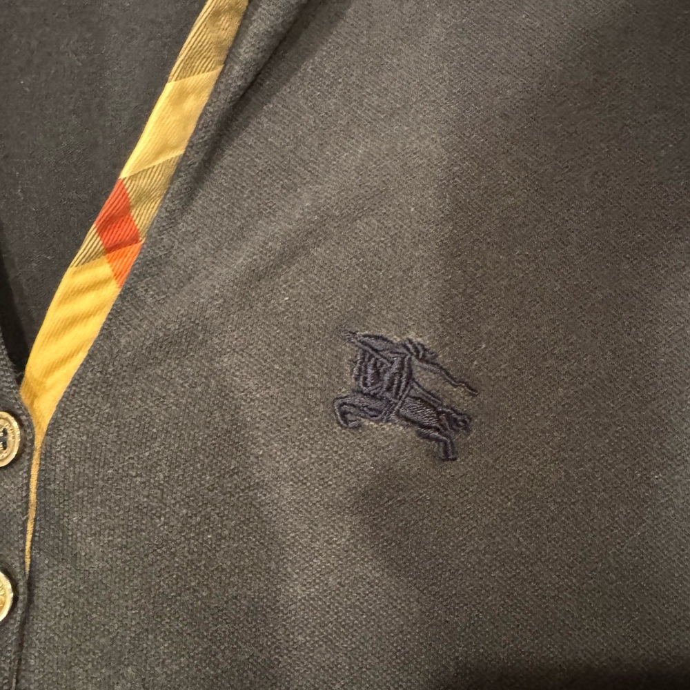 Burberry Navy Sleeveless Polo Tank with Plaid Trim - Picture 6 of 10
